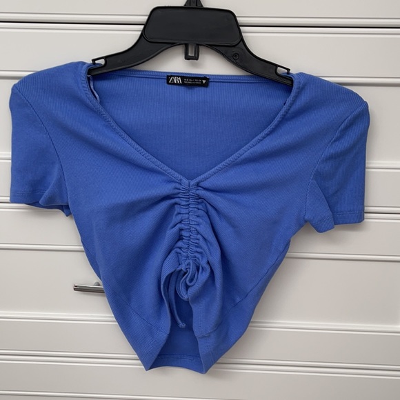 Zara blue ruched crop top - Picture 3 of 6